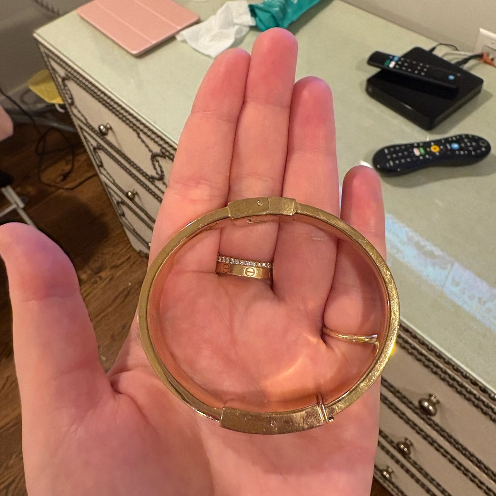 Michael Kors Gold Tone Hinged Plaque Bracelet - Picture 3 of 4